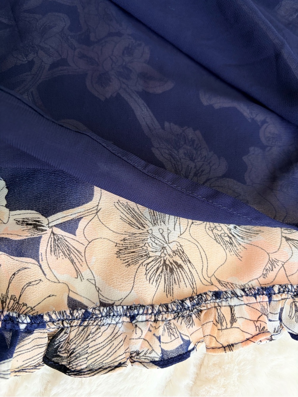 Bardot Navy Dress with Cream Floral Print - Picture 8 of 10